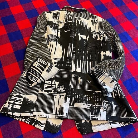 IC By Connie K Retro Black White Lagenlook Blazer Jacket Size Small - Picture 11 of 11